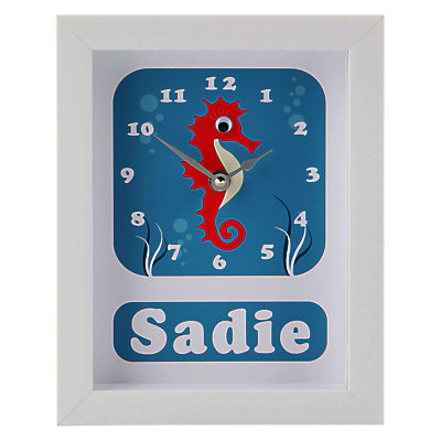 Stripey Cats Personalised Selma Seahorse Framed Clock, 23 x 18cm